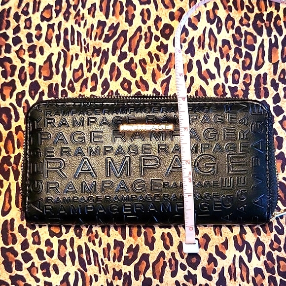 NEW Rampage Black Faux Leather Wallet, Gold Zip, Fits Your Phone! - Picture 10 of 11